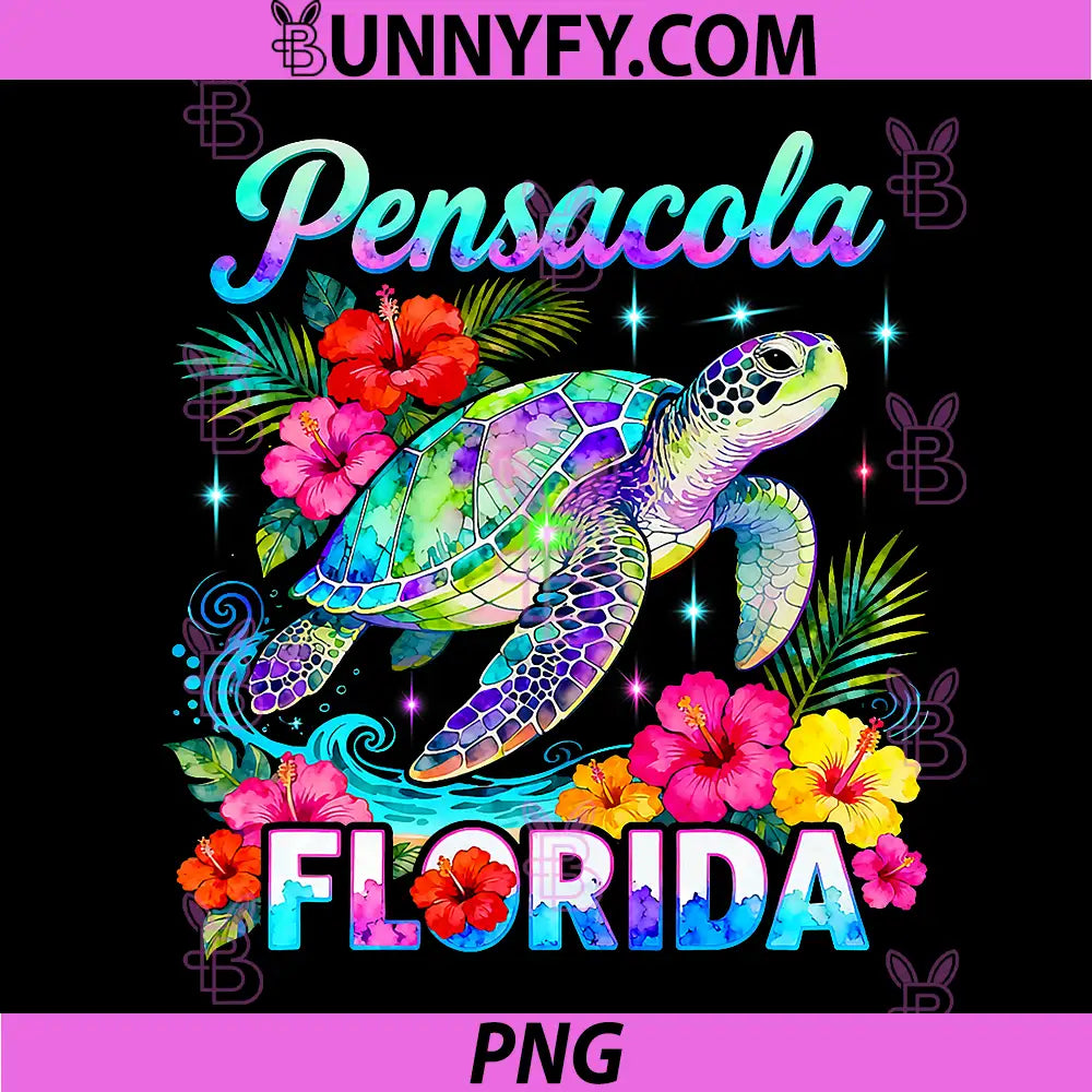 Pensacola Florida Sea Turtle PNG, Tropical Turtle Beach Art PNG
