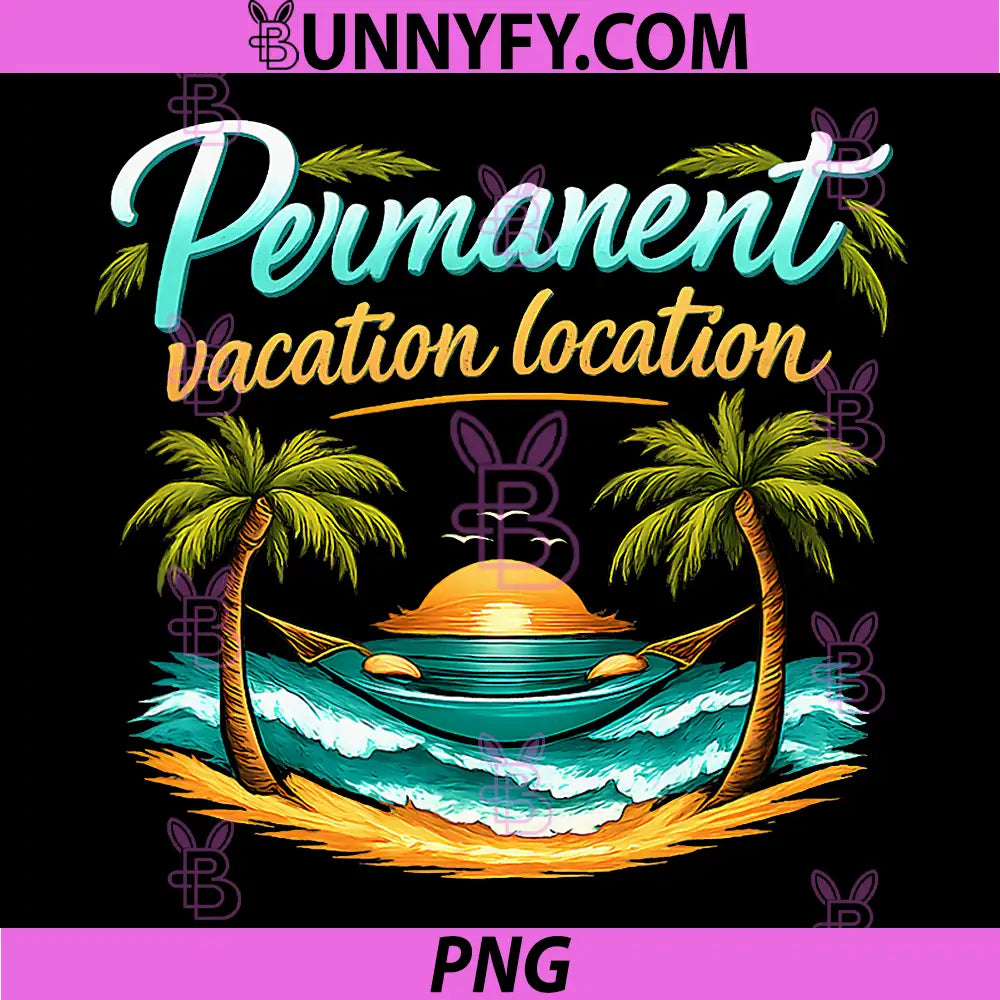 Permanent Vacation Location PNG, Beach Badge Design PNG