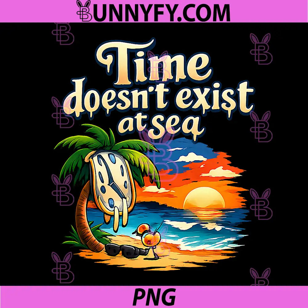 Time Doesnt Exist At Sea Beach Sunset PNG, Tropical Palm Tree Clock Vacation PNG