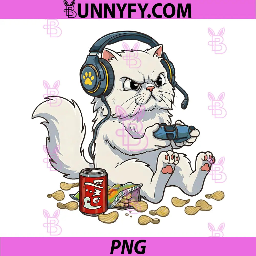 Persian Cat Gamer Gaming PNG, Video Game Lover Controller PNG 