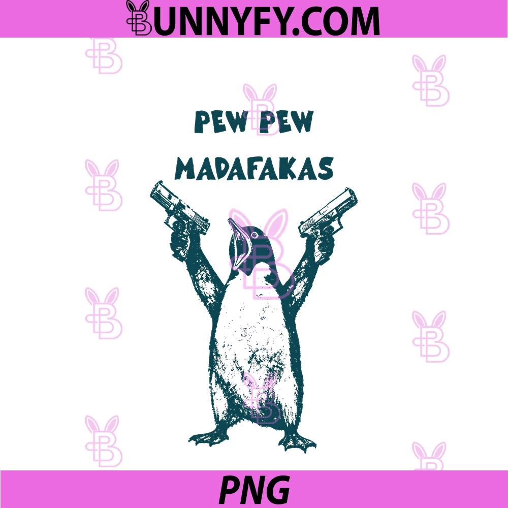 Pew-Pew Penguin PNG, Funny Animal Pun Humor PNG