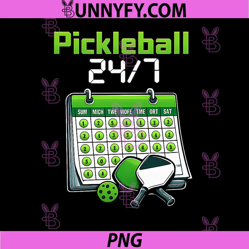 Pickleball 247 PNG, Retro Calendar Sport Graphic PNG