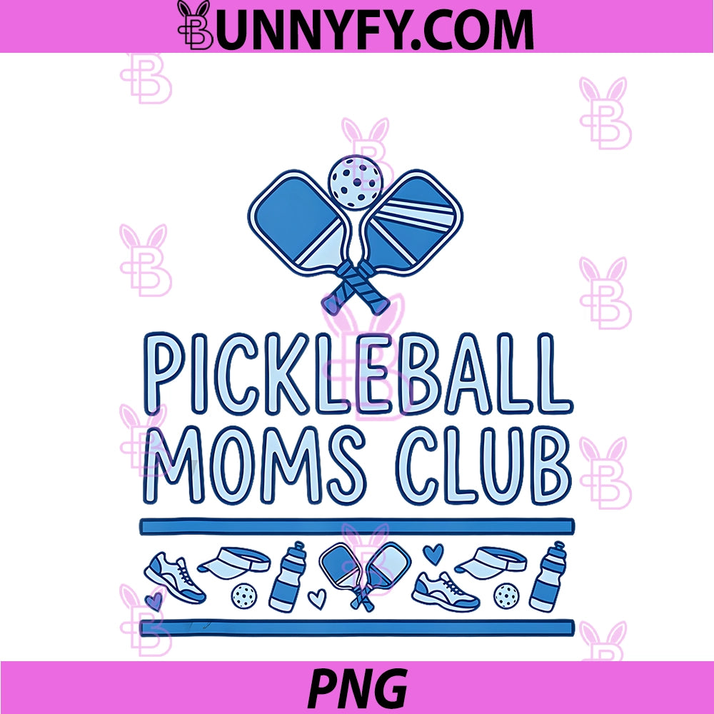 Pickleball Moms Club PNG, Women Players Paddleball Court Sport PNG