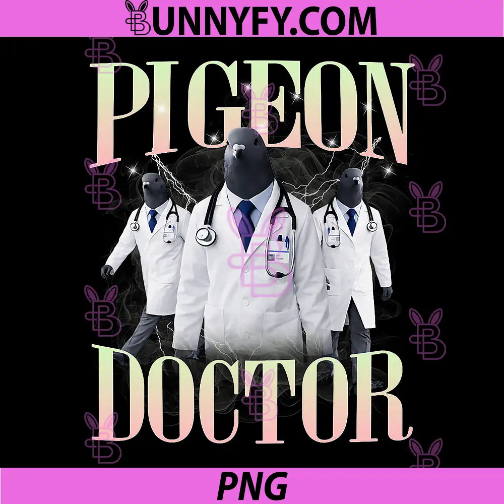 Pigeon Doctor Avian Medical Team PNG, Funny Bird Design PNG