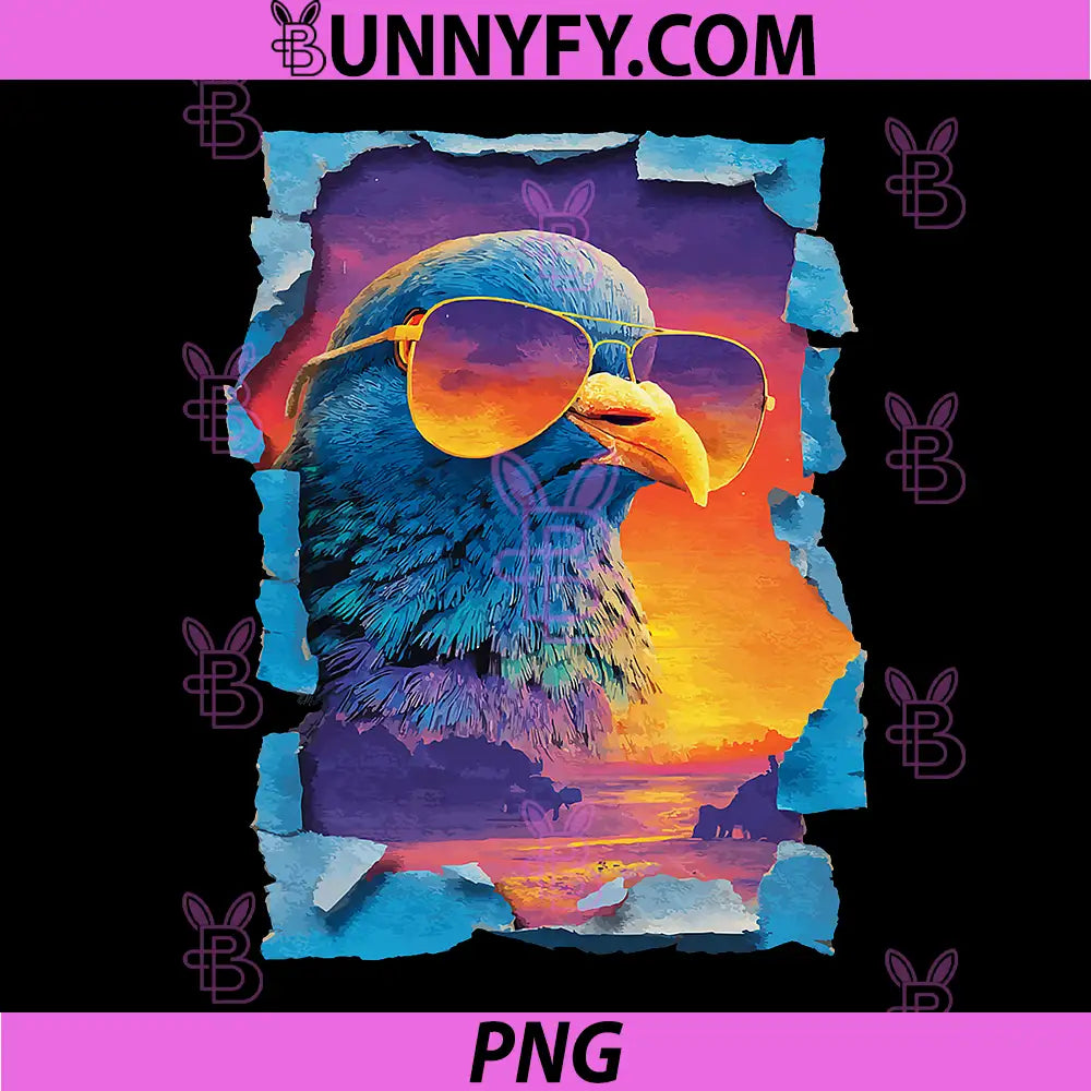 Pigeon with Sunglasses Sunset Beach PNG, Tropical Animal Summer PNG