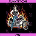 Pin Up Biker Girl with Chopper PNG, Vintage Motorcycle PNG