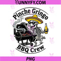 Pinche Gringo BBQ Crew PNG, Skeleton Pig Grilling Beer PNG