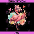 Pink Flamingo with Heart PNG, Glasses Pastel Hearts PNG