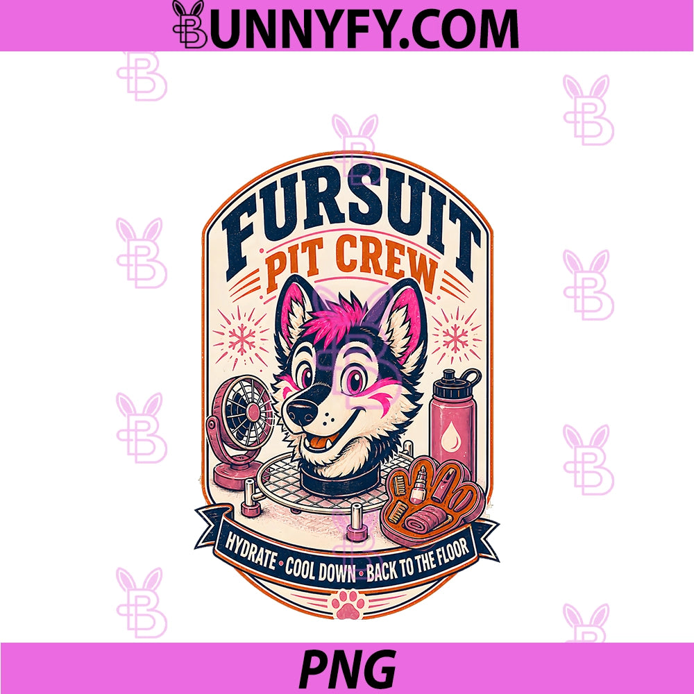 Pink Fursuit Pit Crew PNG, Cooling Crew Graphic PNG