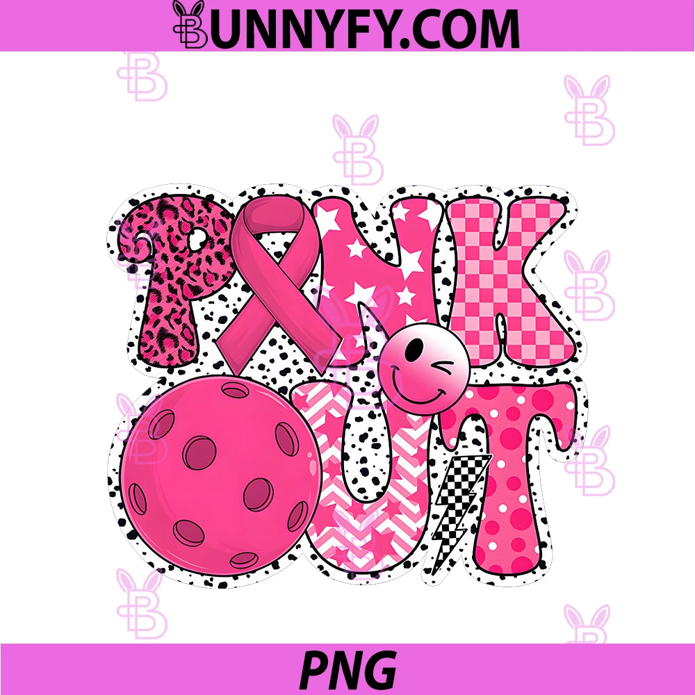 Pink Out PNG, Pickleball Breast Cancer Awareness Pink Ribbon PNG