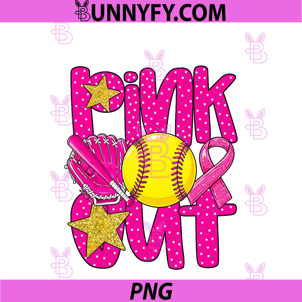 Pink Out Softball Pink PNG, Ribbon Breast Cancer Awareness PNG
