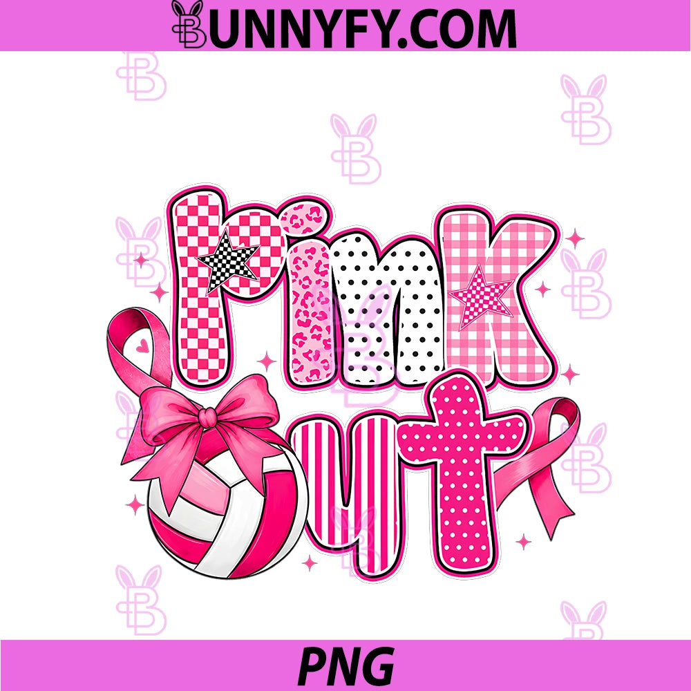 Pink Out Volleyball Pink PNG, Ribbon Breast Cancer Awareness PNG