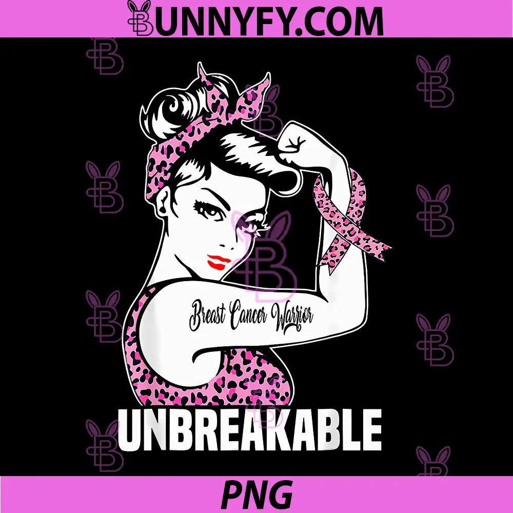 Pink Ribbon Breast Cancer PNG, Warrior Unbreakable Leopard PNG