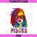 Pisces Queen Loc'd Hair Afro Woman PNG, Melanin Art Zodiac PNG