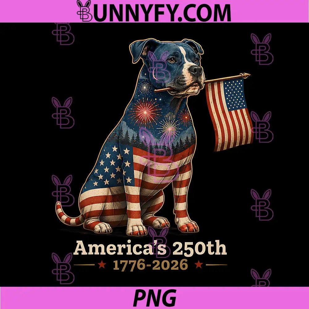 Pitbull Americas 250th Patriotic PNG, Dog Fireworks Pittie Lover PNG
