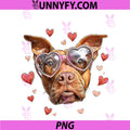 Pitbull Dog Valentine's Day Heart Glasses PNG