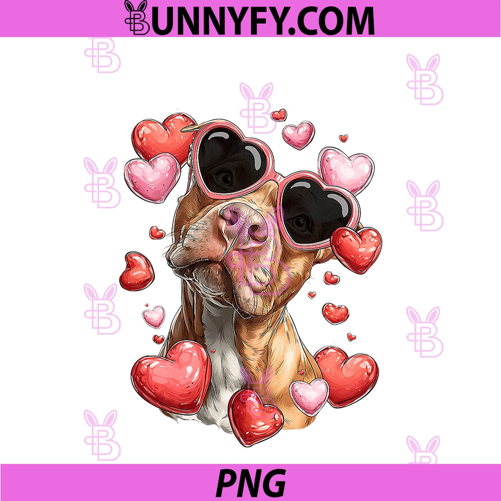 Pitbull Dog PNG, Valentine's Day Heart Glasses PNG