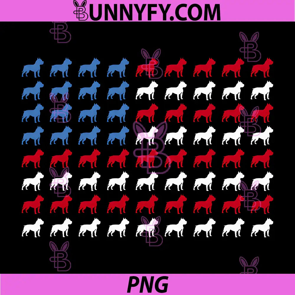 Pitbull Patriotic USA Flag Funny PNG, 4th of July Pittie Lovers PNG