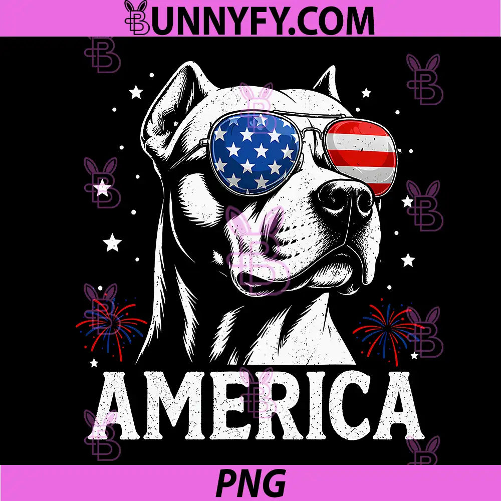 Pitbull Sunglasses America Flag PNG, 4th of July Pittie Owners PNG