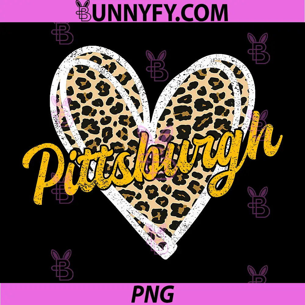Pittsburgh Leopard Heart PNG, Animal Print City Love Design PNG