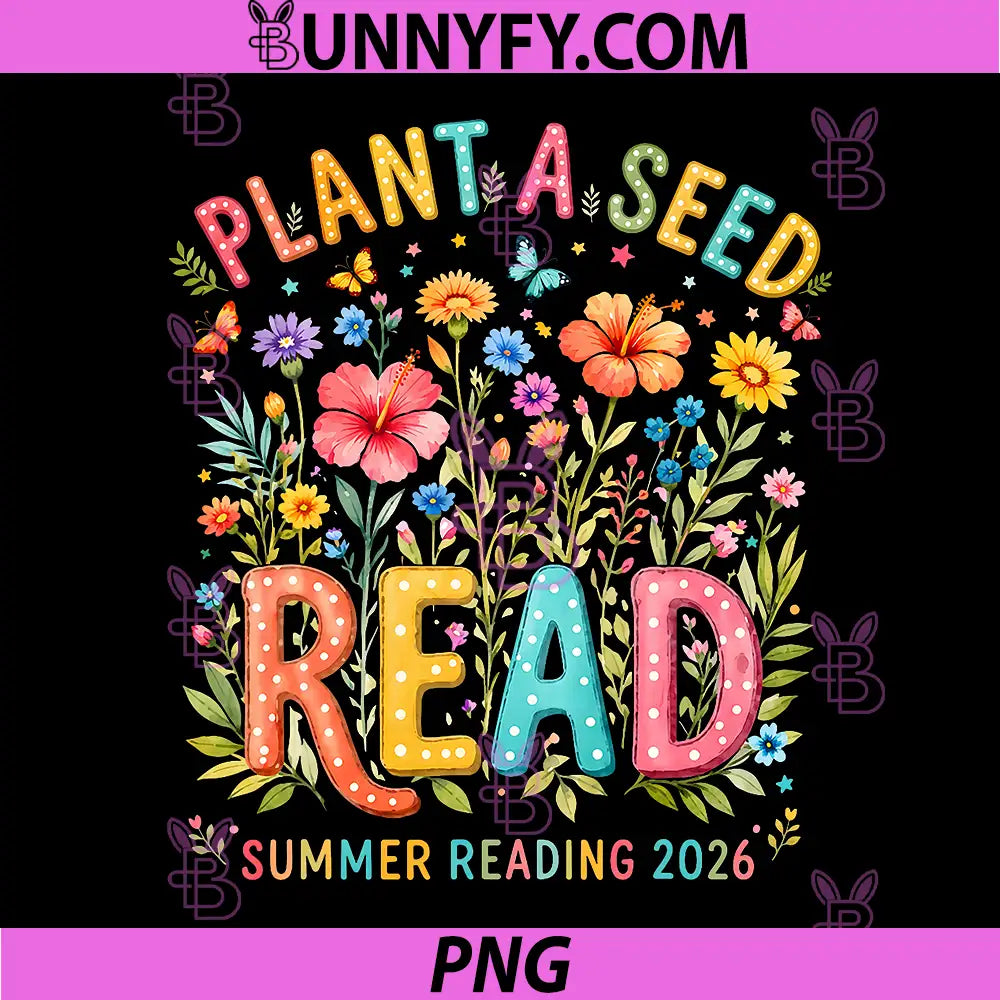 Plant A Seed Read Library Summer Reading 2026 PNG, Floral Book PNG