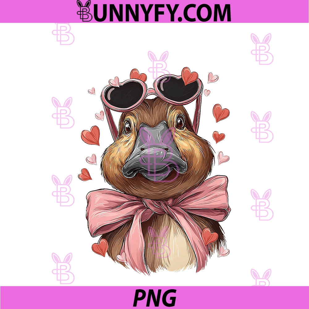 Platypus Animal PNG, Valentine's Day Heart Glasses PNG