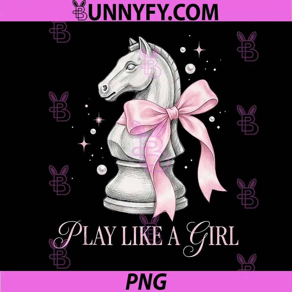 Play Like A Girl PNG, Chess Knight Pink Bow Female Player PNG