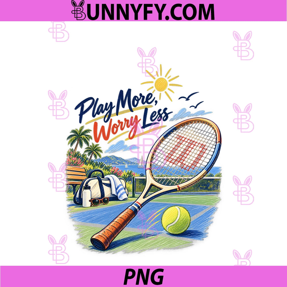 Play More, Worry Less PNG, Retro Tennis PNG
