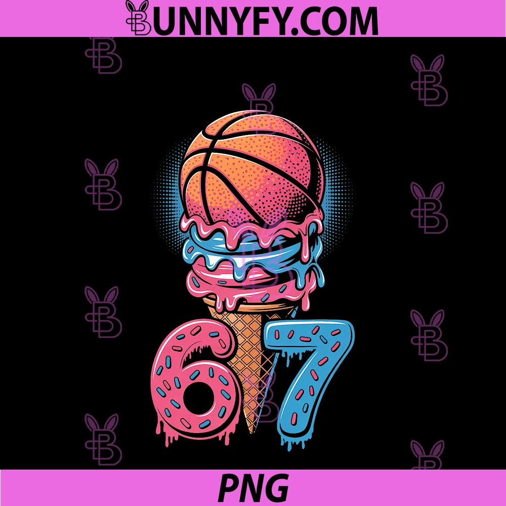 Player 67 Number 67th PNG, B-Ball Basketball Ice Cream Drip PNG