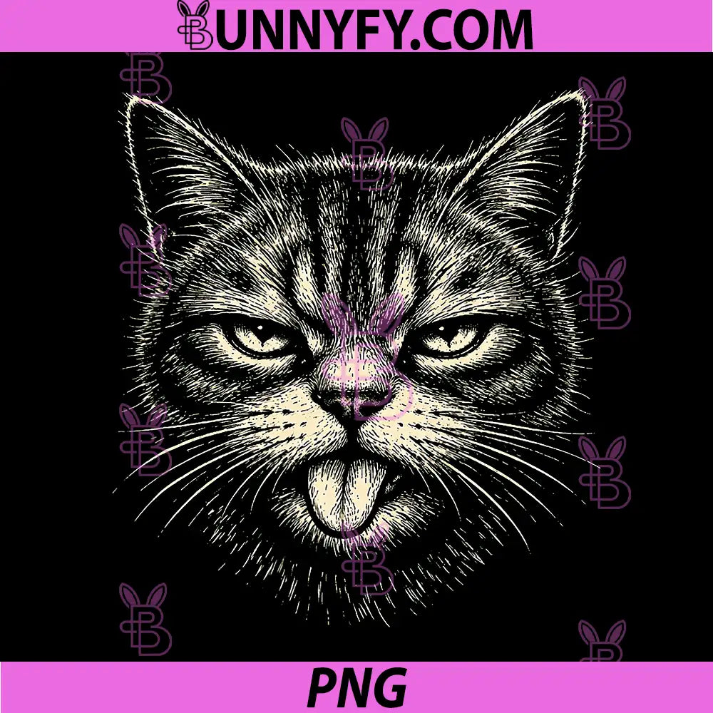 Playful Cat Serving Attitude with Tongue PNG, Out Funny Meme PNG