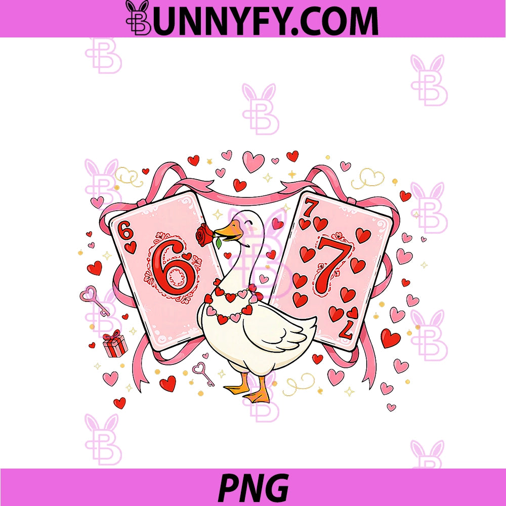 Playing Cards 6 7 Of Hearts 67 Six Seven Bow PNG, Valentines Day PNG