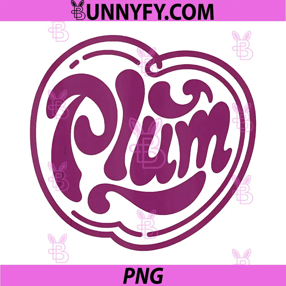 Plum Heart Typography PNG, Cute Plum Word Art PNG