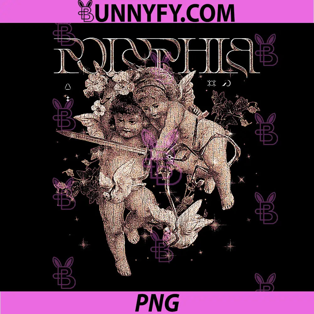 Polyphia Cherub Angel Artwork PNG, Gothic Twin Cherubs Design PNG