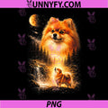 Pomeranian Howling to The Moon PNG, Vintage Mystical Dog Art PNG