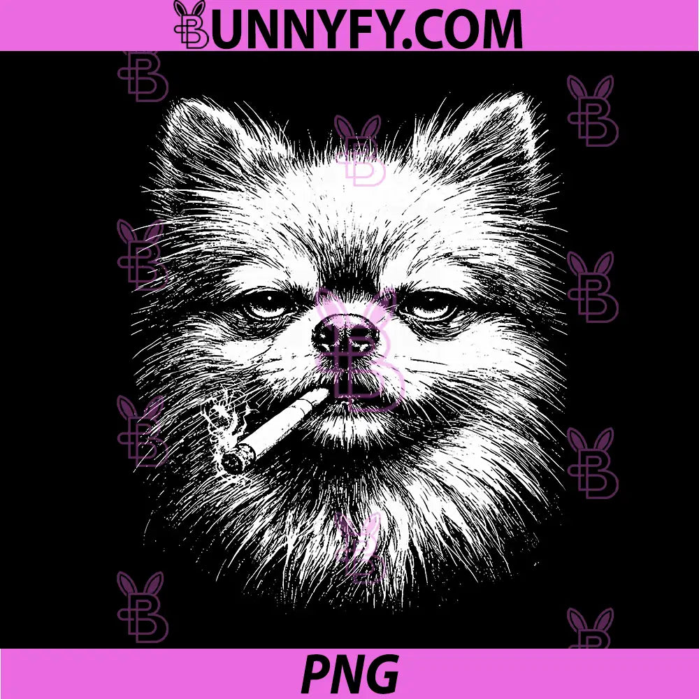 Pomeranian Smoking Cigarette PNG, Funny Pomeranian Dog Graphic PNG