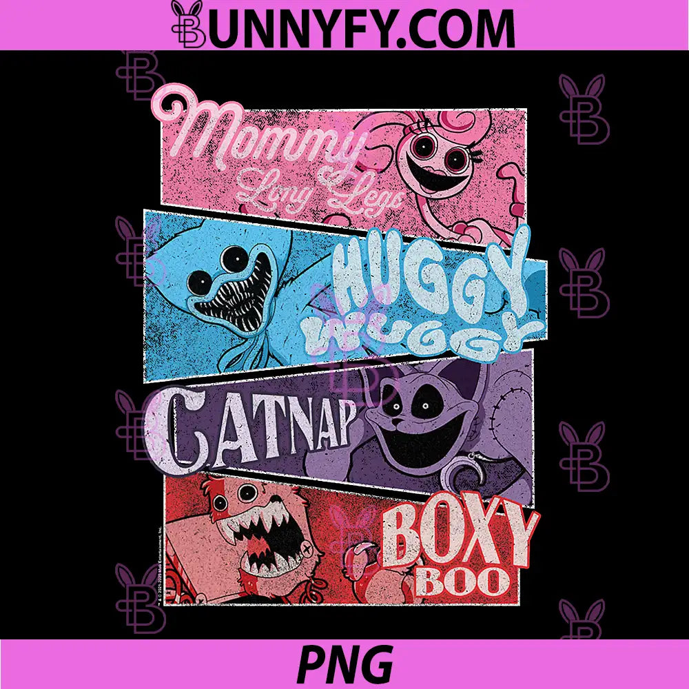 Poppy Playtime PNG, Best Friends Forever Distressed Group Shot PNG