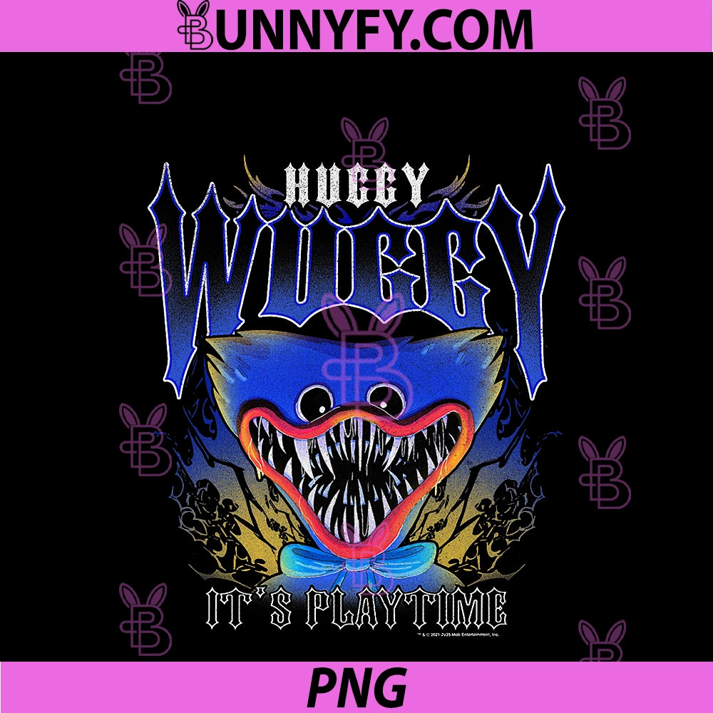 Poppy Playtime Huggy Wuggy PNG, It's Play Time Distressed Poster PNG