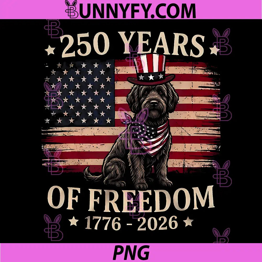 Portuguese Water Dog 250 Years of Freedom PNG, USA Flag 4th July PNG