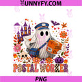 Postal Worker PNG, Halloween Colorful Floral Boo Proud Job PNG