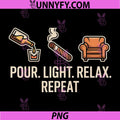 Pour Light Relax Repeat PNG, Whiskey Cigar Lounge Chill Vibes PNG