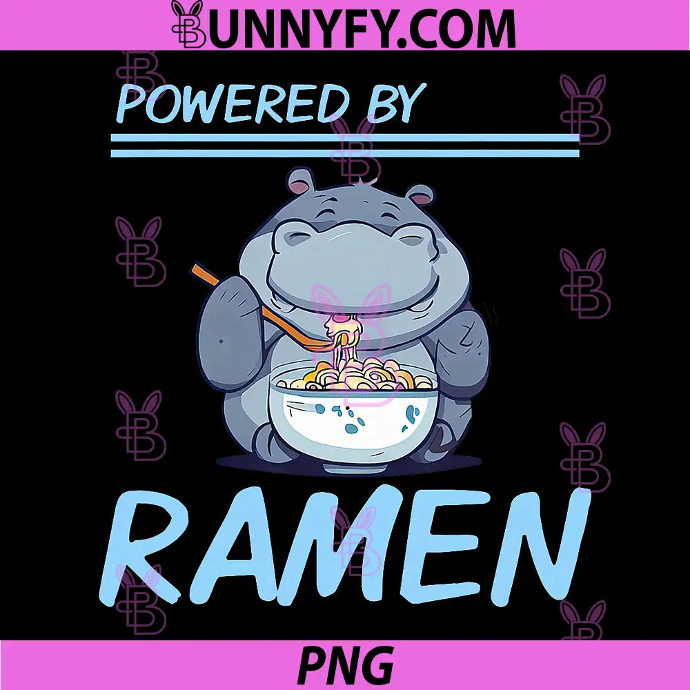 Powered By Ramen Cute PNG, Ramen Hippo PNG
