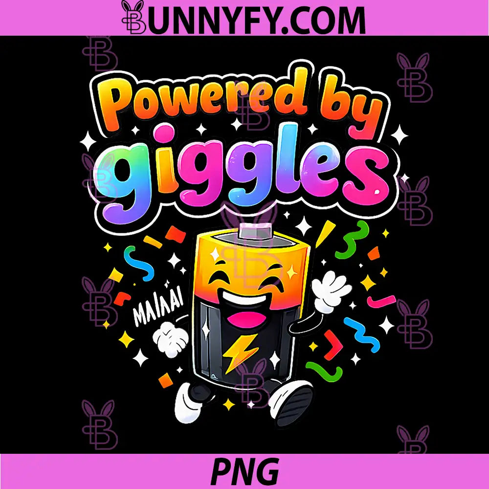Powered by Giggles PNG, Electrician Humor Battery Graphic PNG