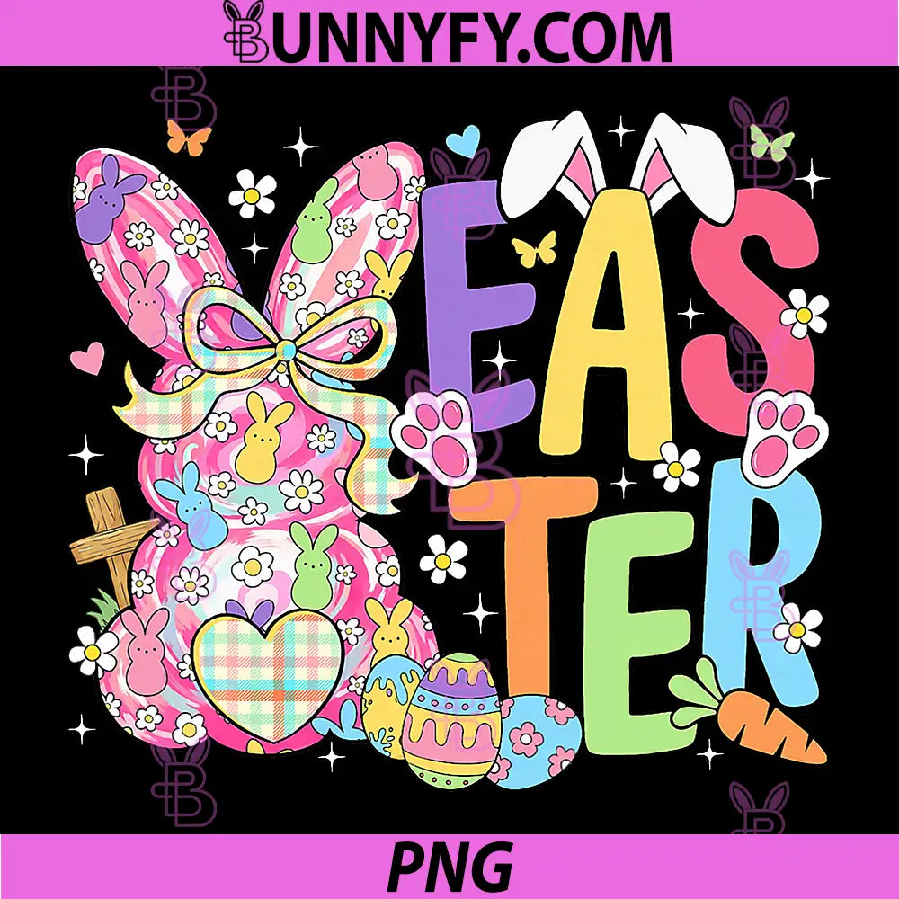 Preppy Easter PNG, Cute Bunny PNG, Coquette Bow Rabbit PNG