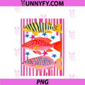 Preppy Fish Retro PNG, Summertime Travel Beach Vacation Fishing PNG