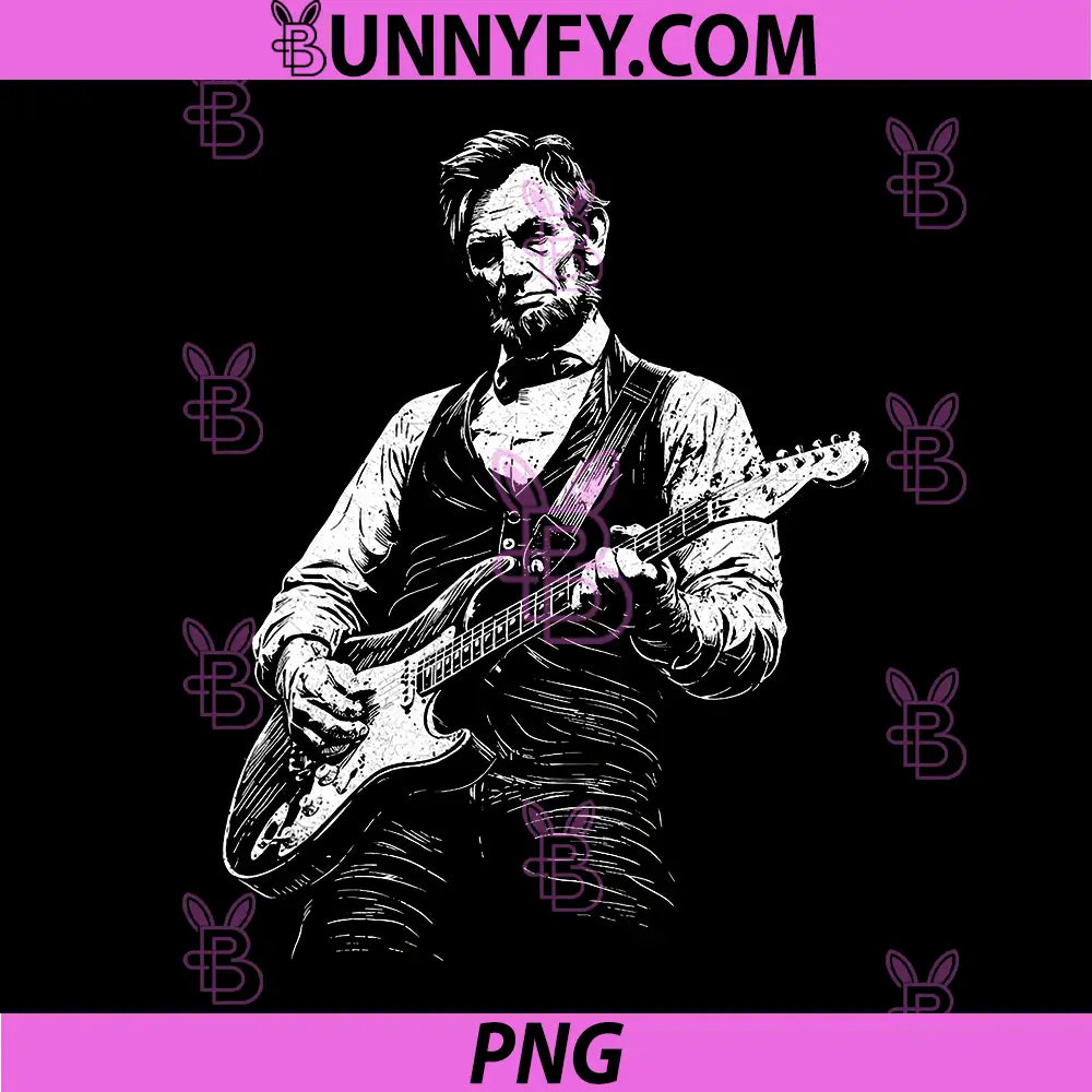 President Abraham Lincoln PNG, Abe Lincoln Playing Guitar Vintage PNG
