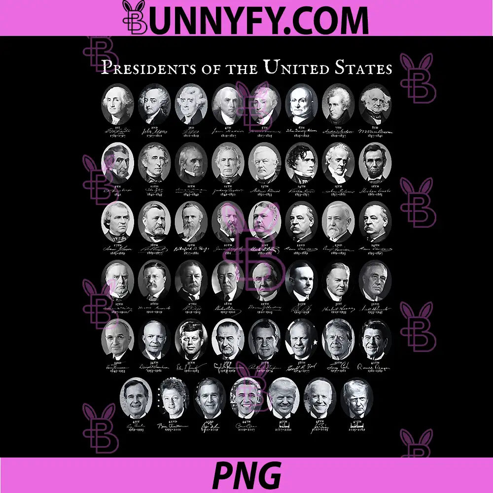 Presidents Of The United States Portrait PNG, American History Chart PNG