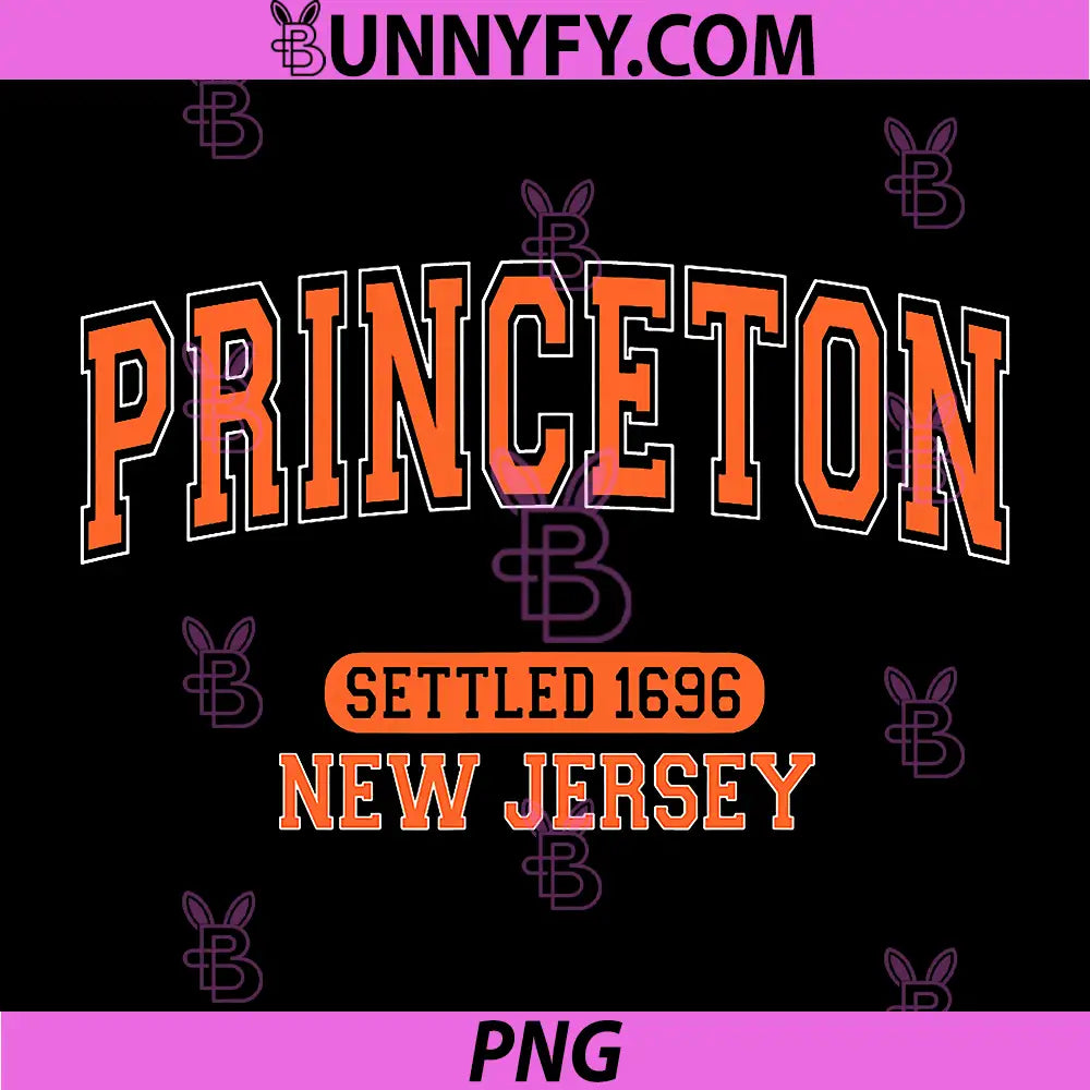 Princeton New Jersey Settled 1696 PNG, Vintage Arched Orange PNG