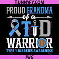 Proud Grandma of a T1D Warrior PNG, Diabetes Awareness Ribbon PNG