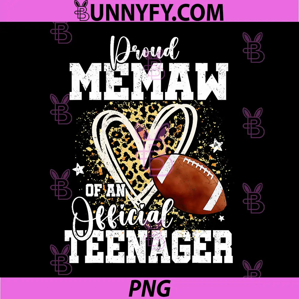 Proud Memaw of an Official Teenager PNG, 13th Birthday Football PNG