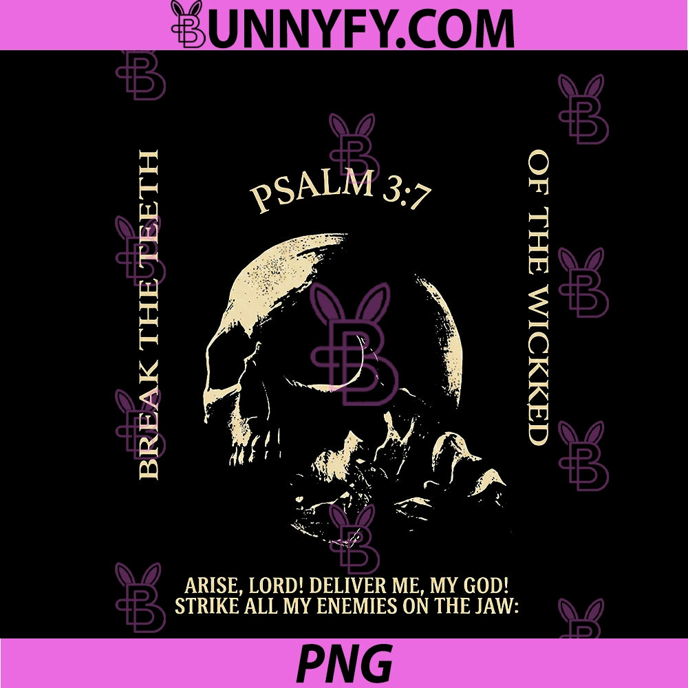Psalm 37 Vintage Skull PNG, Christian Religious Bible Verse PNG
